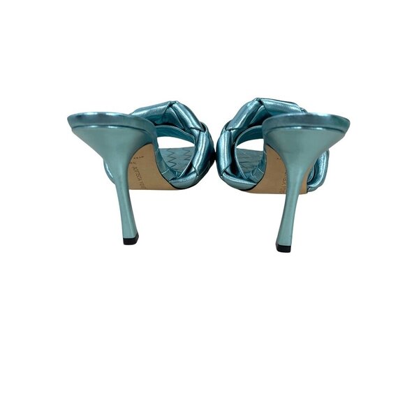 New Bottega Veneta $1500 Lido Icy Moon Blue Quilted Leather Heeled Mule Shoes 38 - Picture 4 of 12